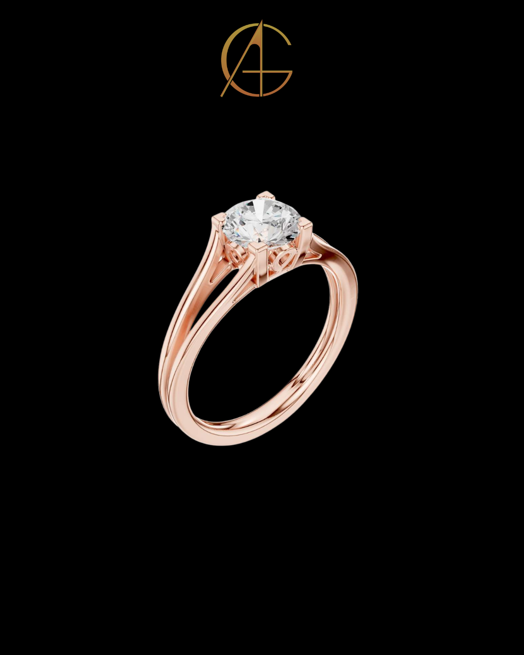 1.00 TCW Shiny Round Brilliant Moissanite Diamond Solitaire Ring Featuring an Elegant Split Shank Band