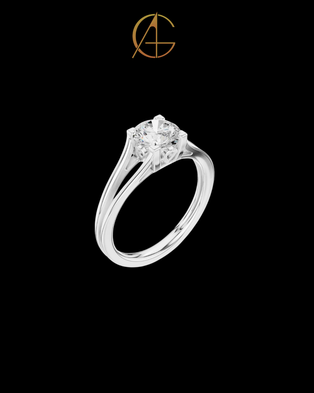 1.00 TCW Shiny Round Brilliant Moissanite Diamond Solitaire Ring Featuring an Elegant Split Shank Band