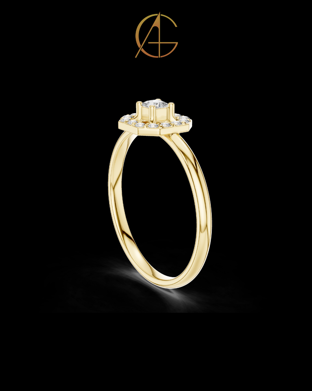 0.06 CT Octagon Halo Ring Featuring a Brilliant Princess Cut Center Moissanite Diamond
