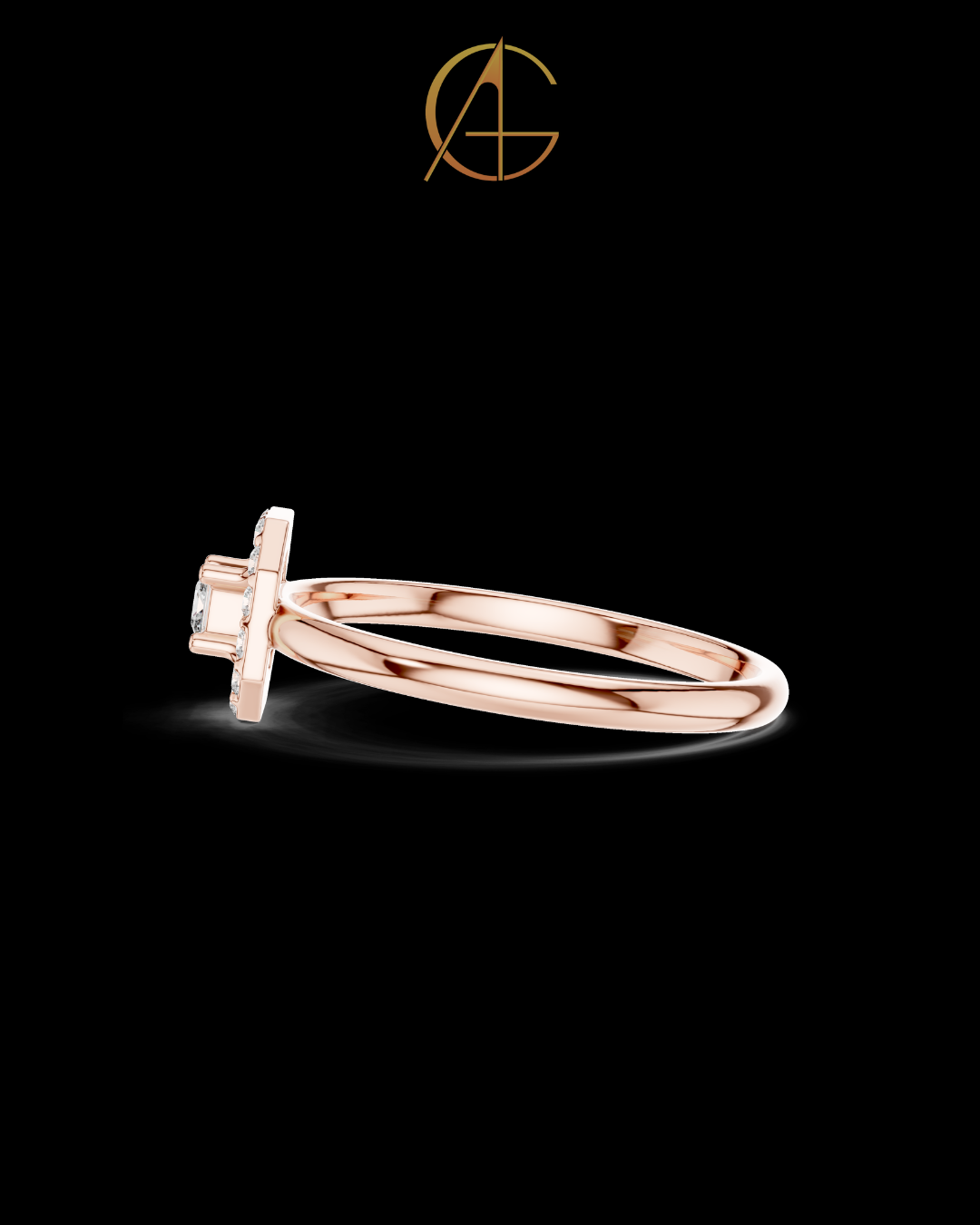 0.06 CT Octagon Halo Ring Featuring a Brilliant Princess Cut Center Moissanite Diamond