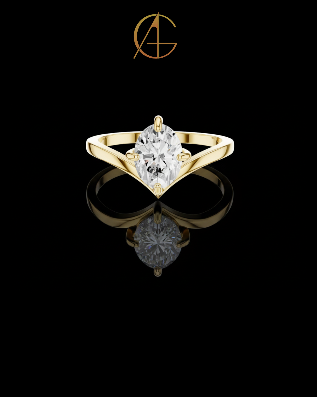 0.90 TCW Stylish Oval Cut Solitaire Moissanite Diamond Ring in Classic Gold Setting