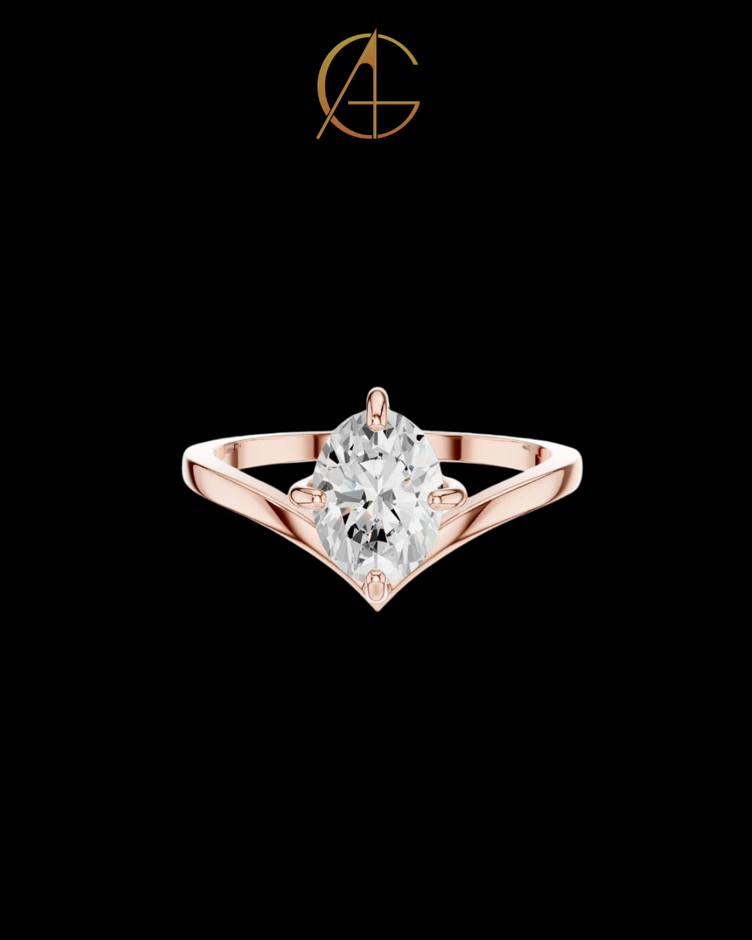 0.90 TCW Stylish Oval Cut Solitaire Moissanite Diamond Ring in Classic Gold Setting