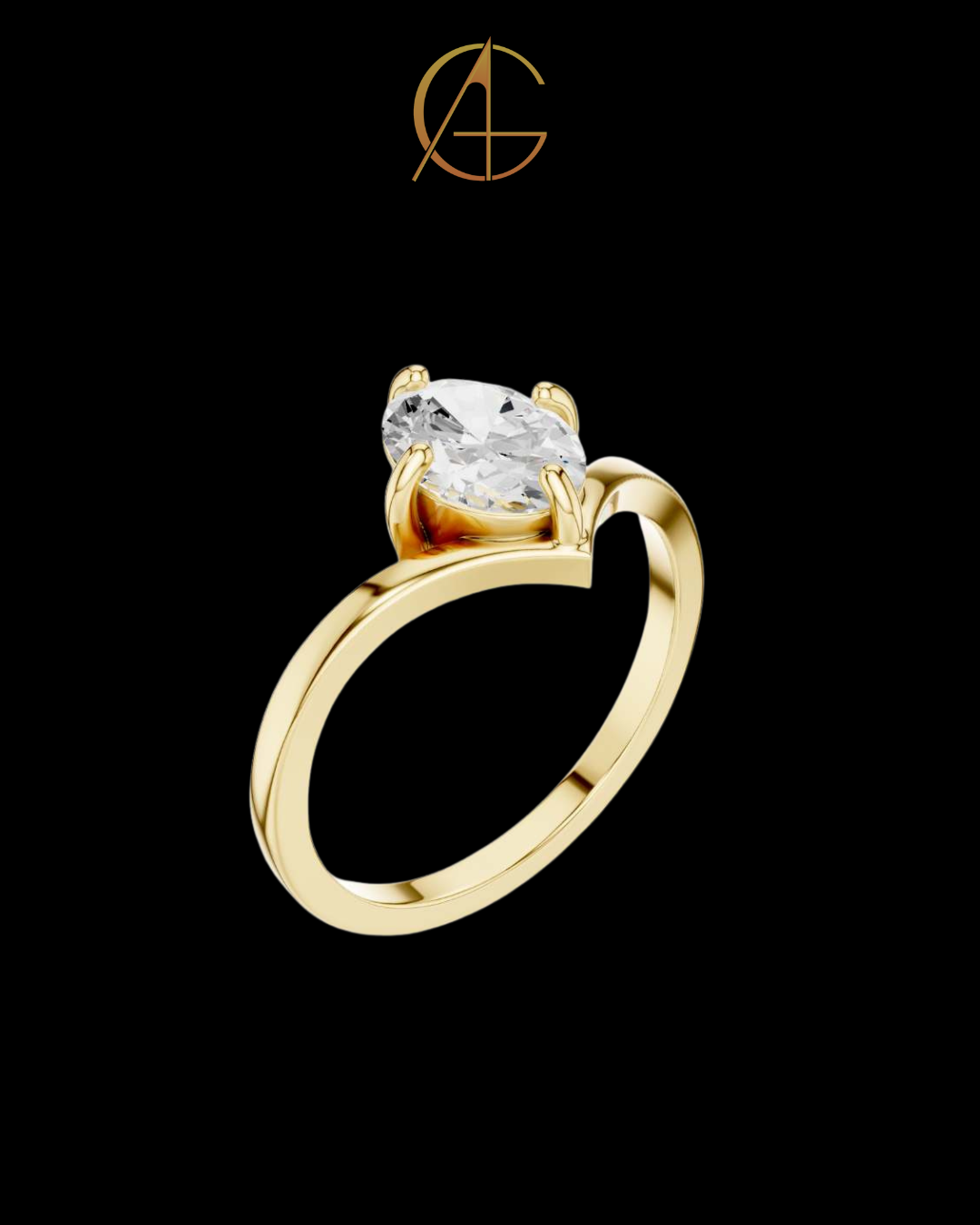 0.90 TCW Stylish Oval Cut Solitaire Moissanite Diamond Ring in Classic Gold Setting