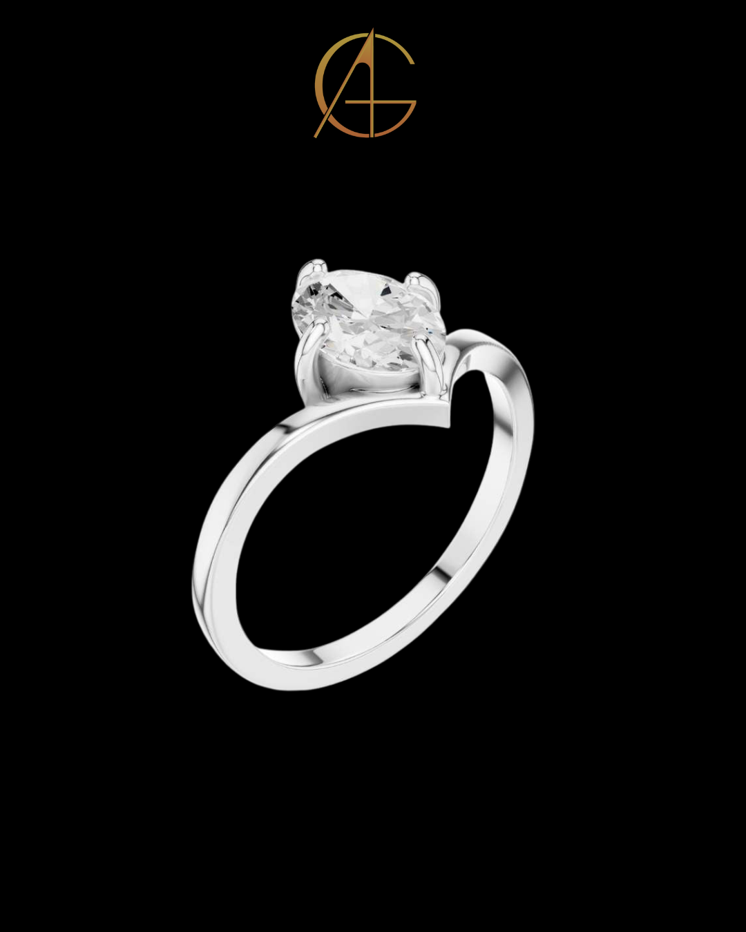 0.90 TCW Stylish Oval Cut Solitaire Moissanite Diamond Ring in Classic Gold Setting