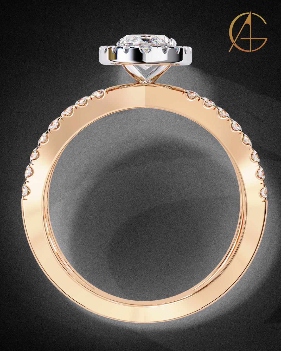 0.82 CT Dazzling Marquise Cut Moissanite Diamond Halo Ring Dainty Double Band Bridal Jewelry by Auren Gems