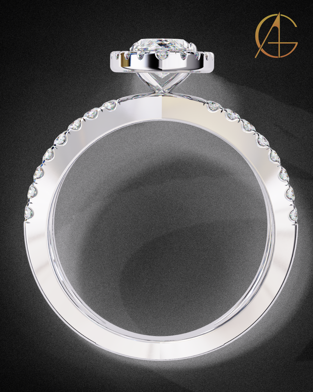 0.82 CT Dazzling Marquise Cut Moissanite Diamond Halo Ring Dainty Double Band Bridal Jewelry by Auren Gems