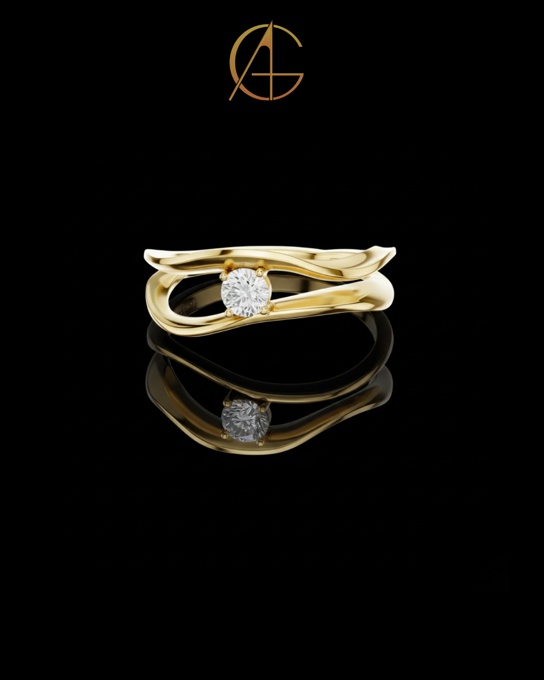 0.165 TCW Luxury Twisted Moissanite Diamond with Sculpted Split Band Modern Minimal Solitaire Engagement Ring For Her