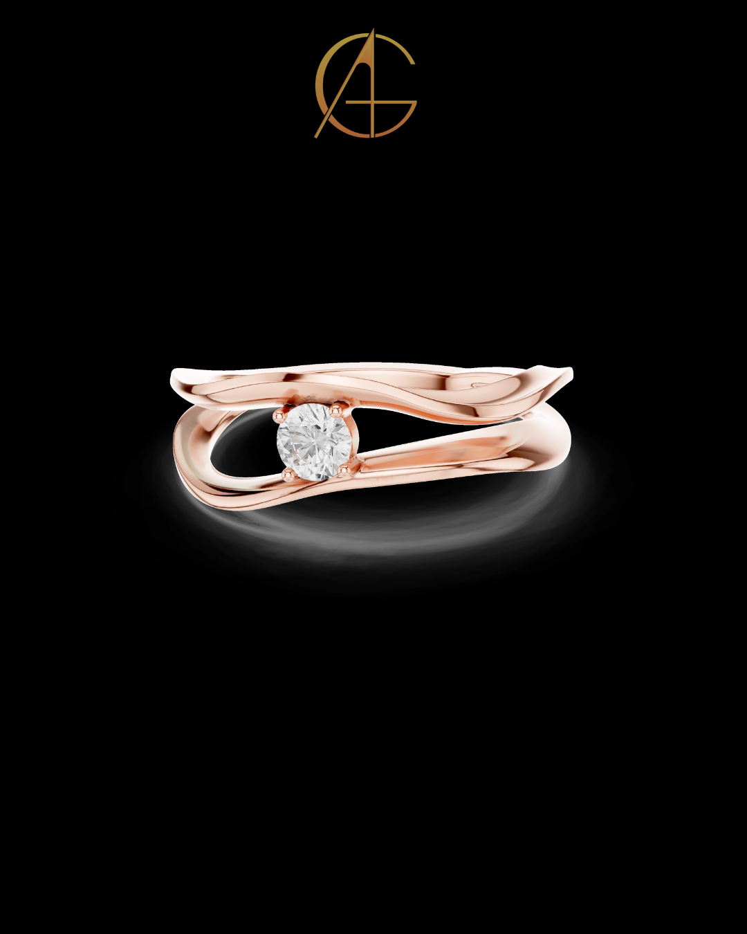 0.165 TCW Luxury Twisted Moissanite Diamond with Sculpted Split Band Modern Minimal Solitaire Engagement Ring For Her