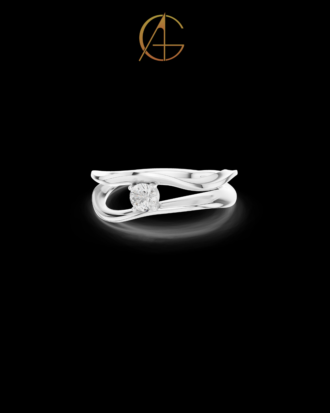 0.165 TCW Luxury Twisted Moissanite Diamond with Sculpted Split Band Modern Minimal Solitaire Engagement Ring For Her