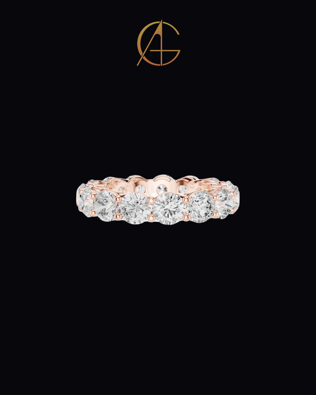 6.45 TCW Luxury Gold Moissanite Eternity Ring with Full Circle Round Brilliant Diamonds