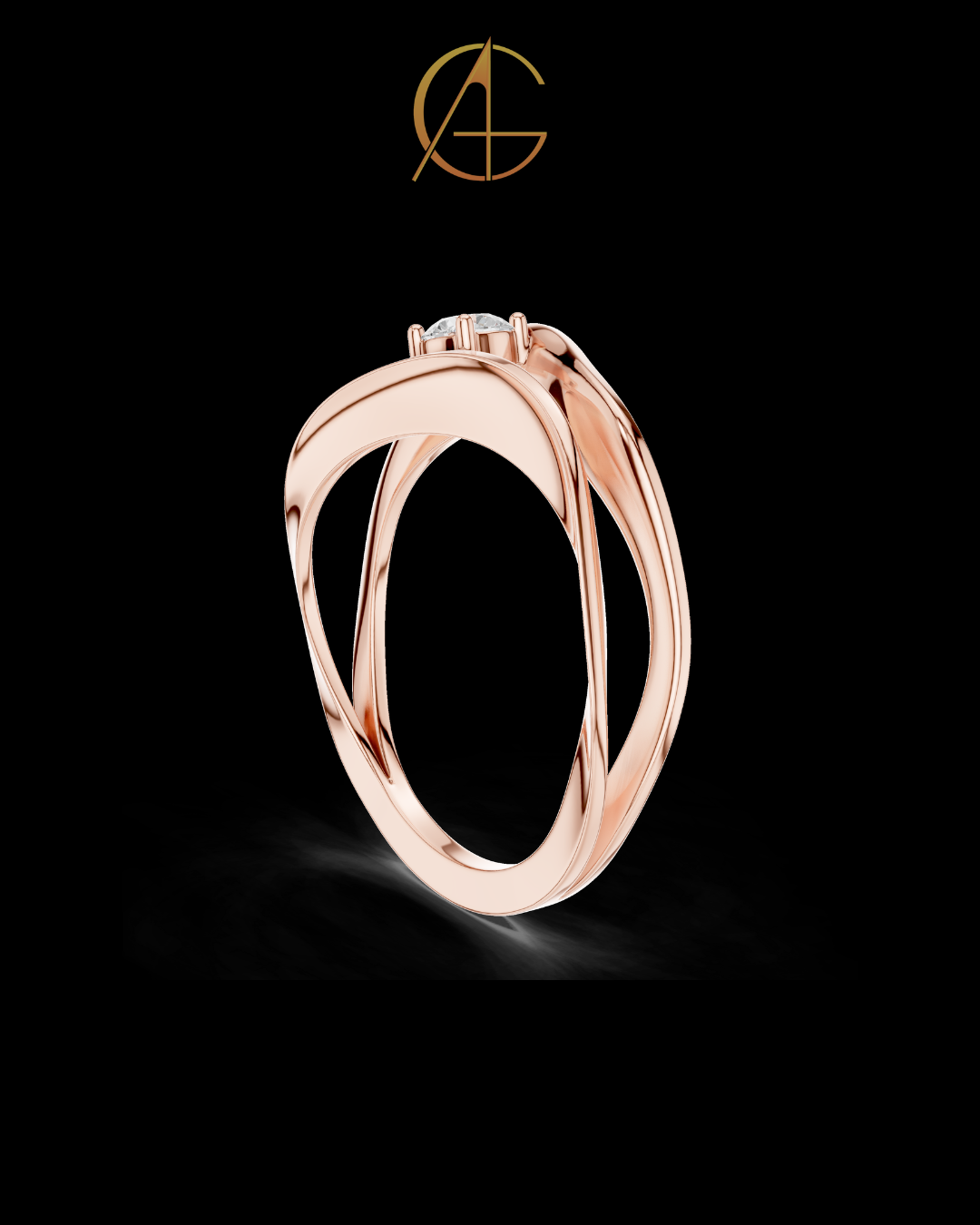 0.165 TCW Luxury Twisted Moissanite Diamond with Sculpted Split Band Modern Minimal Solitaire Engagement Ring For Her