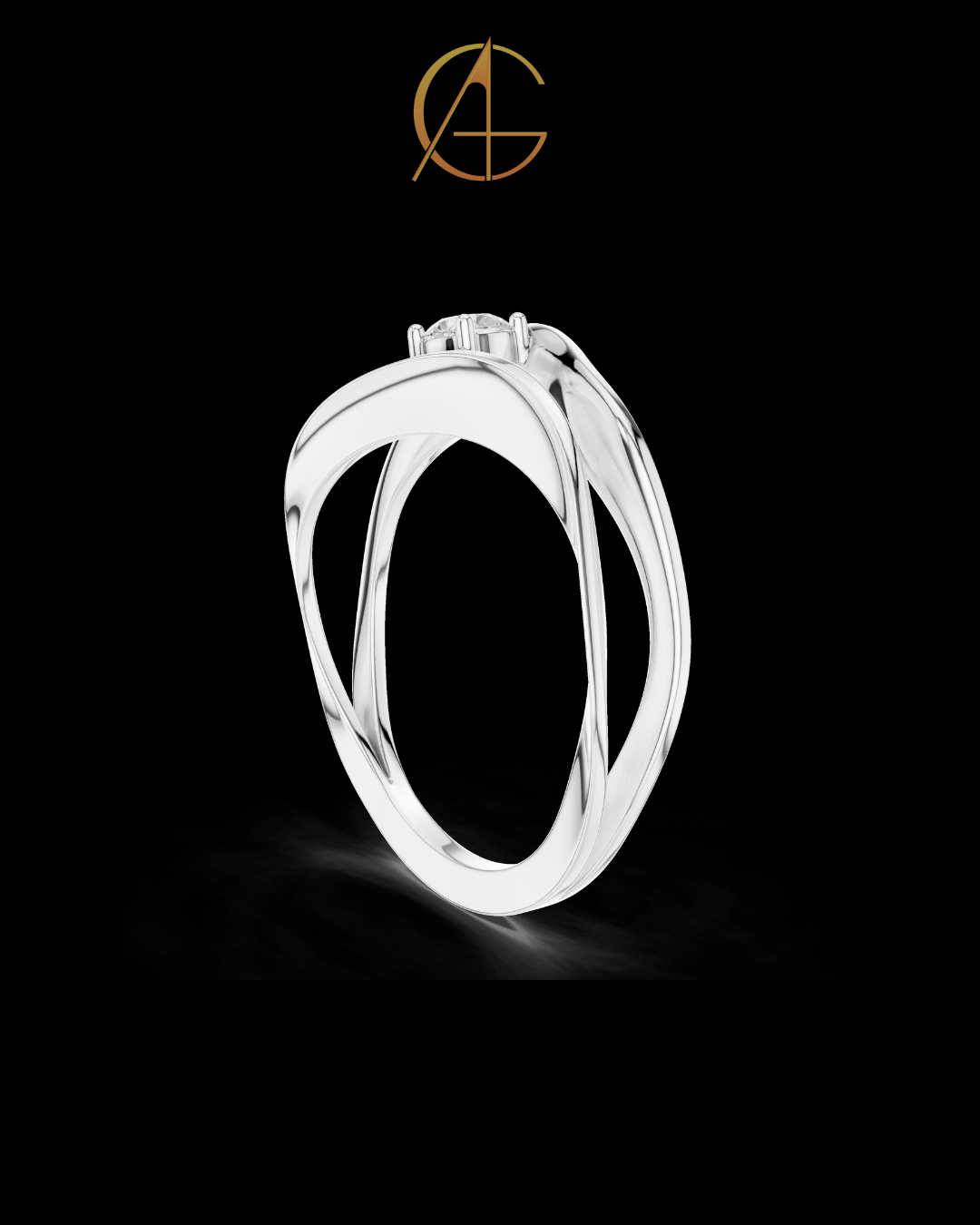 0.165 TCW Luxury Twisted Moissanite Diamond with Sculpted Split Band Modern Minimal Solitaire Engagement Ring For Her