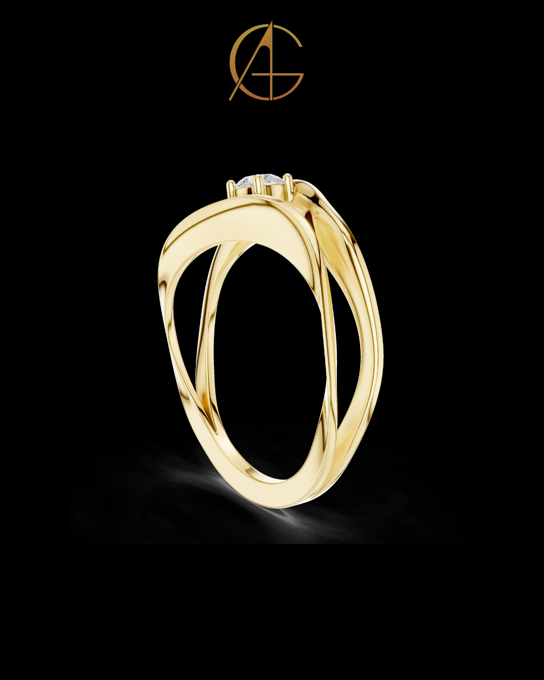 0.165 TCW Luxury Twisted Moissanite Diamond with Sculpted Split Band Modern Minimal Solitaire Engagement Ring For Her