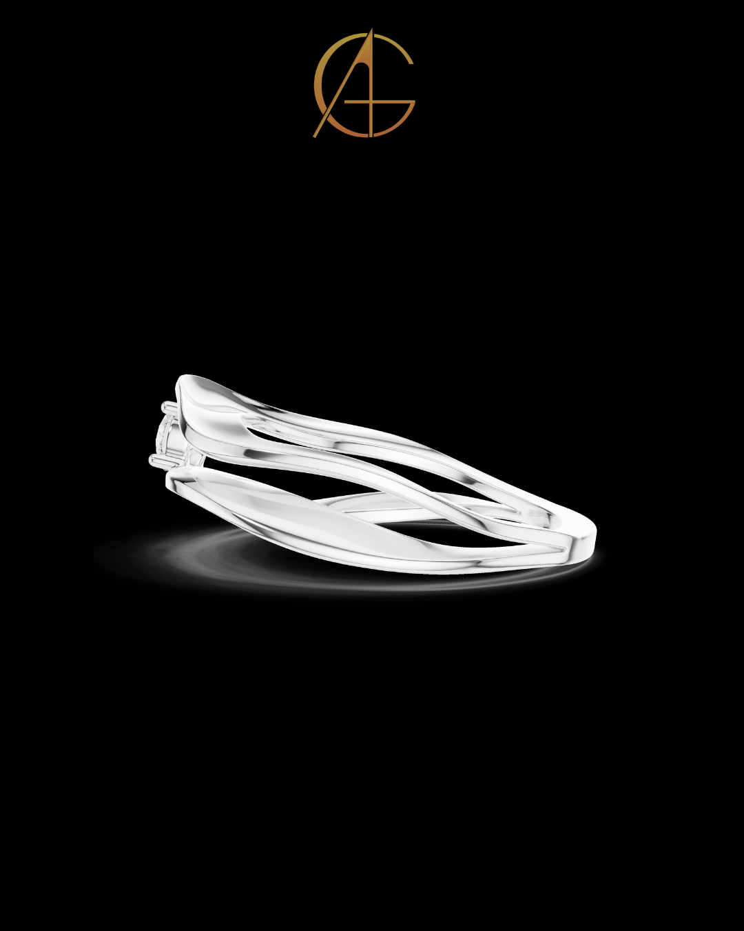0.165 TCW Luxury Twisted Moissanite Diamond with Sculpted Split Band Modern Minimal Solitaire Engagement Ring For Her