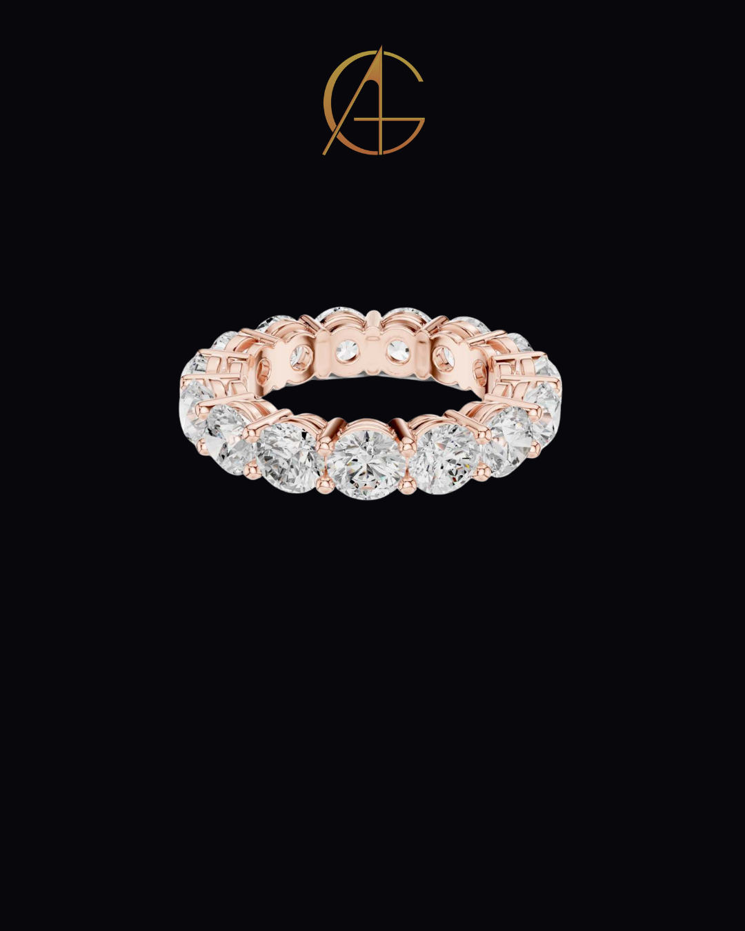 6.45 TCW Luxury Gold Moissanite Eternity Ring with Full Circle Round Brilliant Diamonds