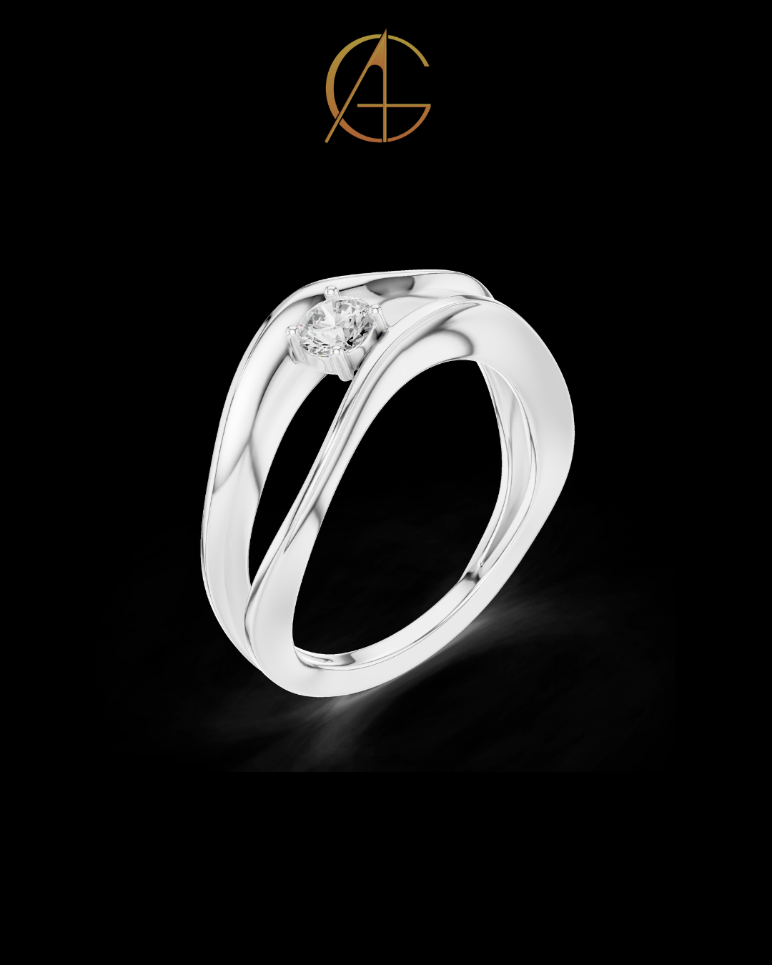 0.165 TCW Luxury Twisted Moissanite Diamond with Sculpted Split Band Modern Minimal Solitaire Engagement Ring For Her