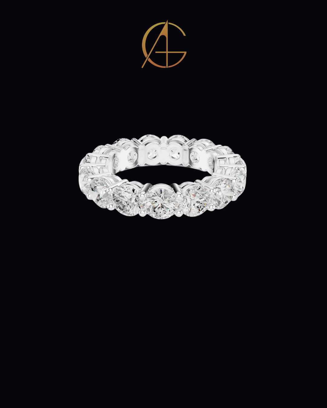 6.45 TCW Luxury Gold Moissanite Eternity Ring with Full Circle Round Brilliant Diamonds
