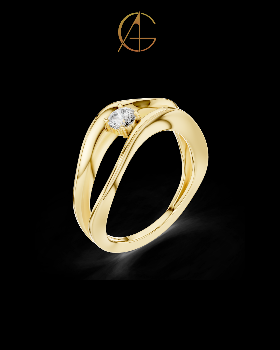 0.165 TCW Luxury Twisted Moissanite Diamond with Sculpted Split Band Modern Minimal Solitaire Engagement Ring For Her