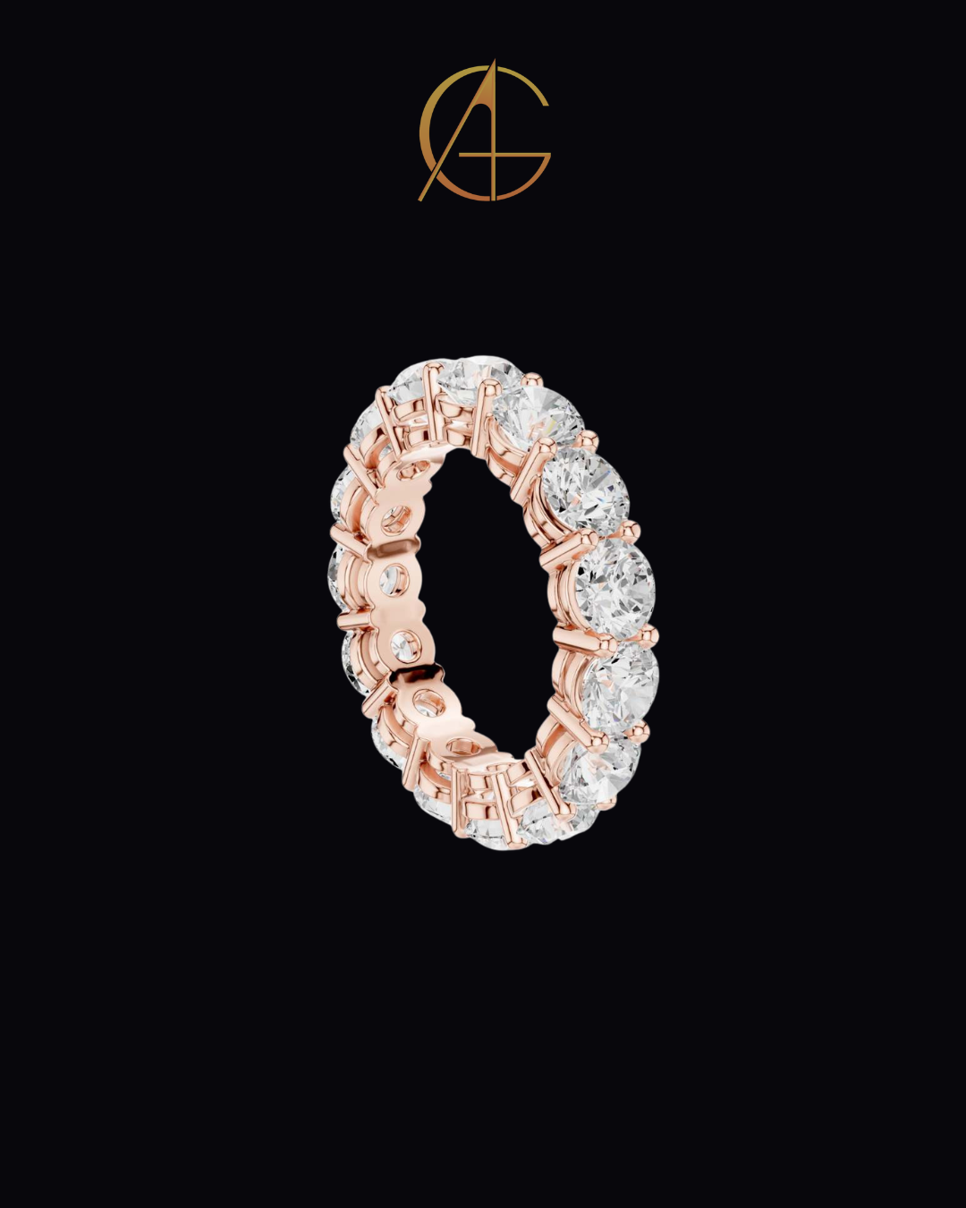 6.45 TCW Luxury Gold Moissanite Eternity Ring with Full Circle Round Brilliant Diamonds