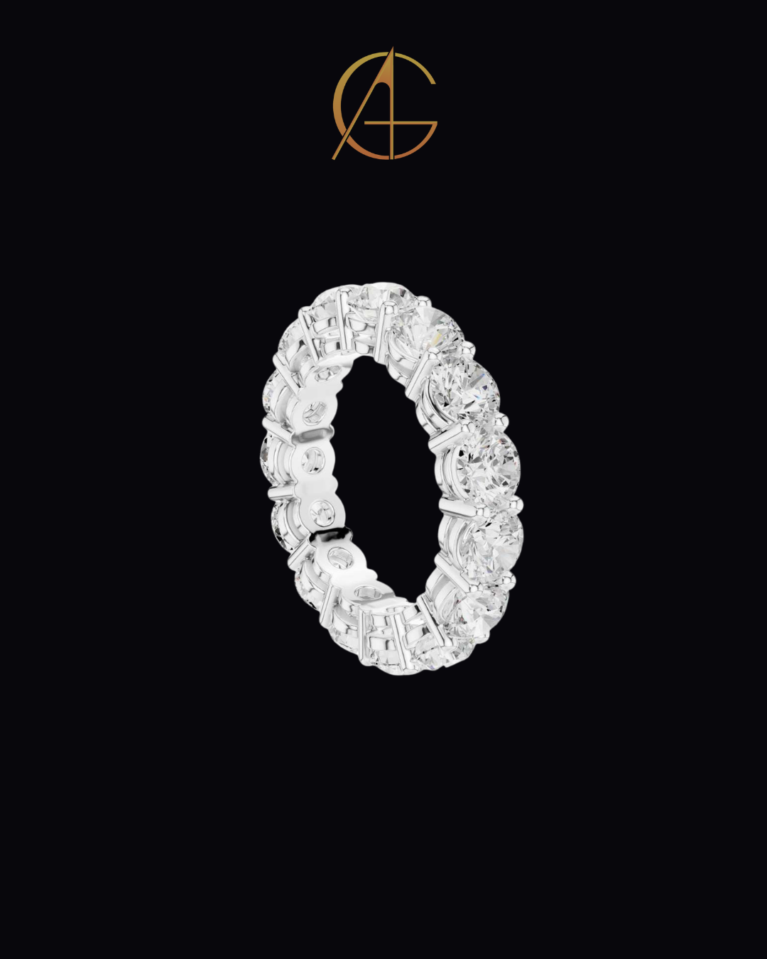 6.45 TCW Luxury Gold Moissanite Eternity Ring with Full Circle Round Brilliant Diamonds