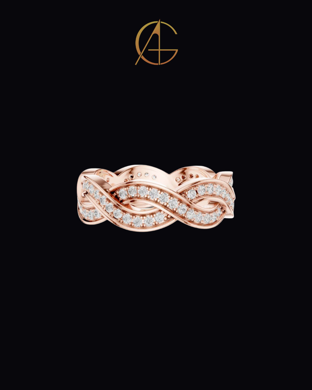 0.84 TCW Eternal Braided Infinity Pave Moissanite Round Diamond Band in Luxurious Gold