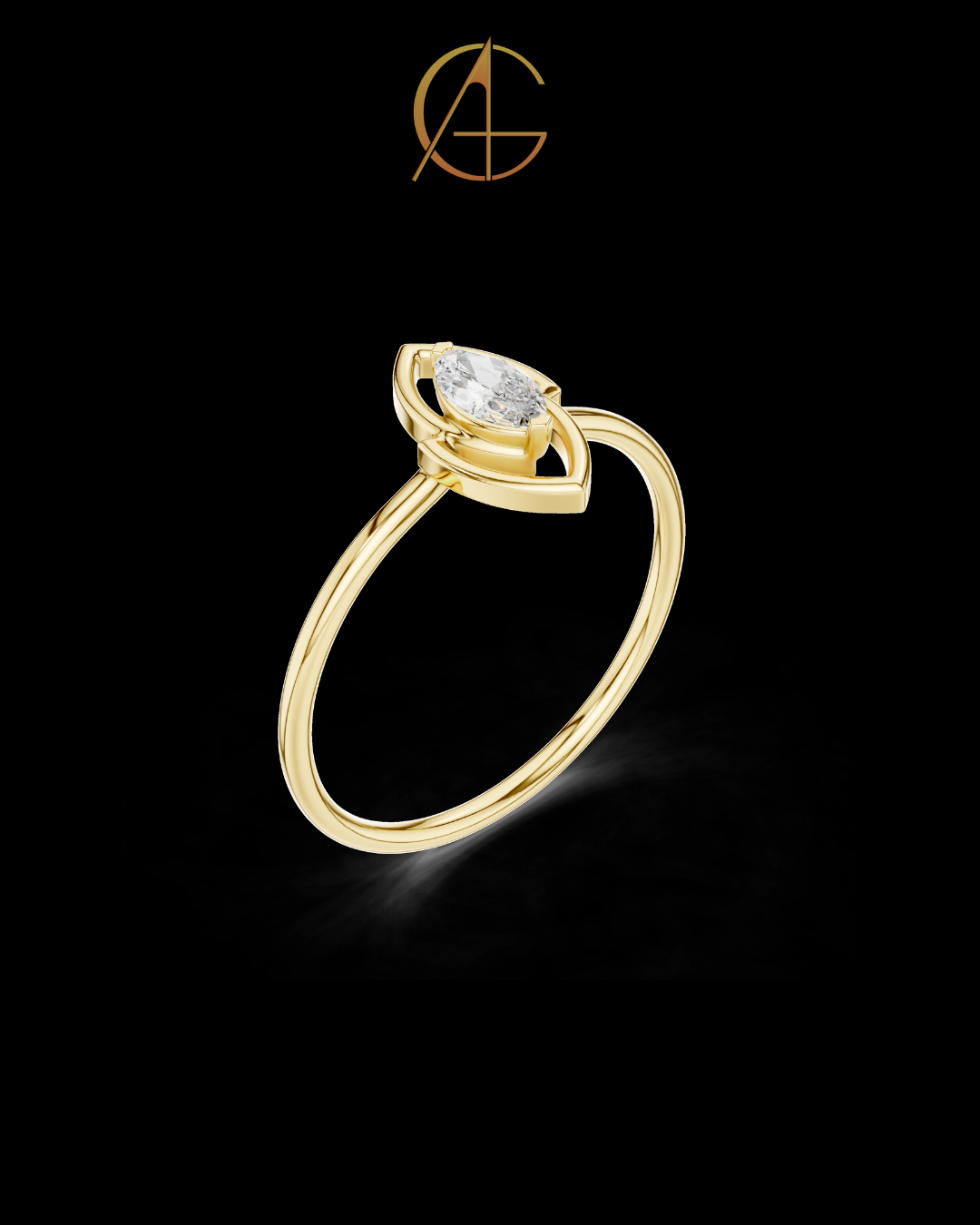 0.16 CT Soft Glow Marquise Moissanite Diamond Ring with Open Leaf Frame and Minimalist Band For Girl