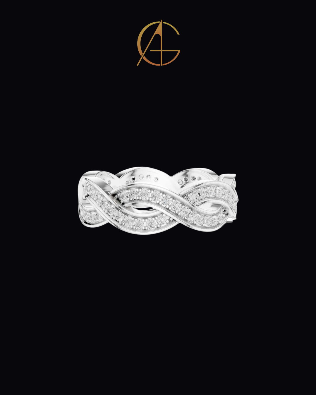 0.84 TCW Eternal Braided Infinity Pave Moissanite Round Diamond Band in Luxurious Gold