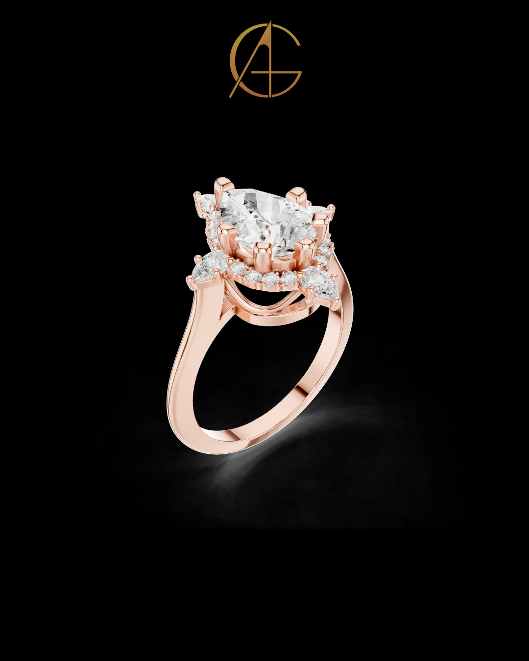 1.81 CT Celestial Prism Pear Cut Moissanite Diamond Ring Gold with Halo Accents For Stillness Love