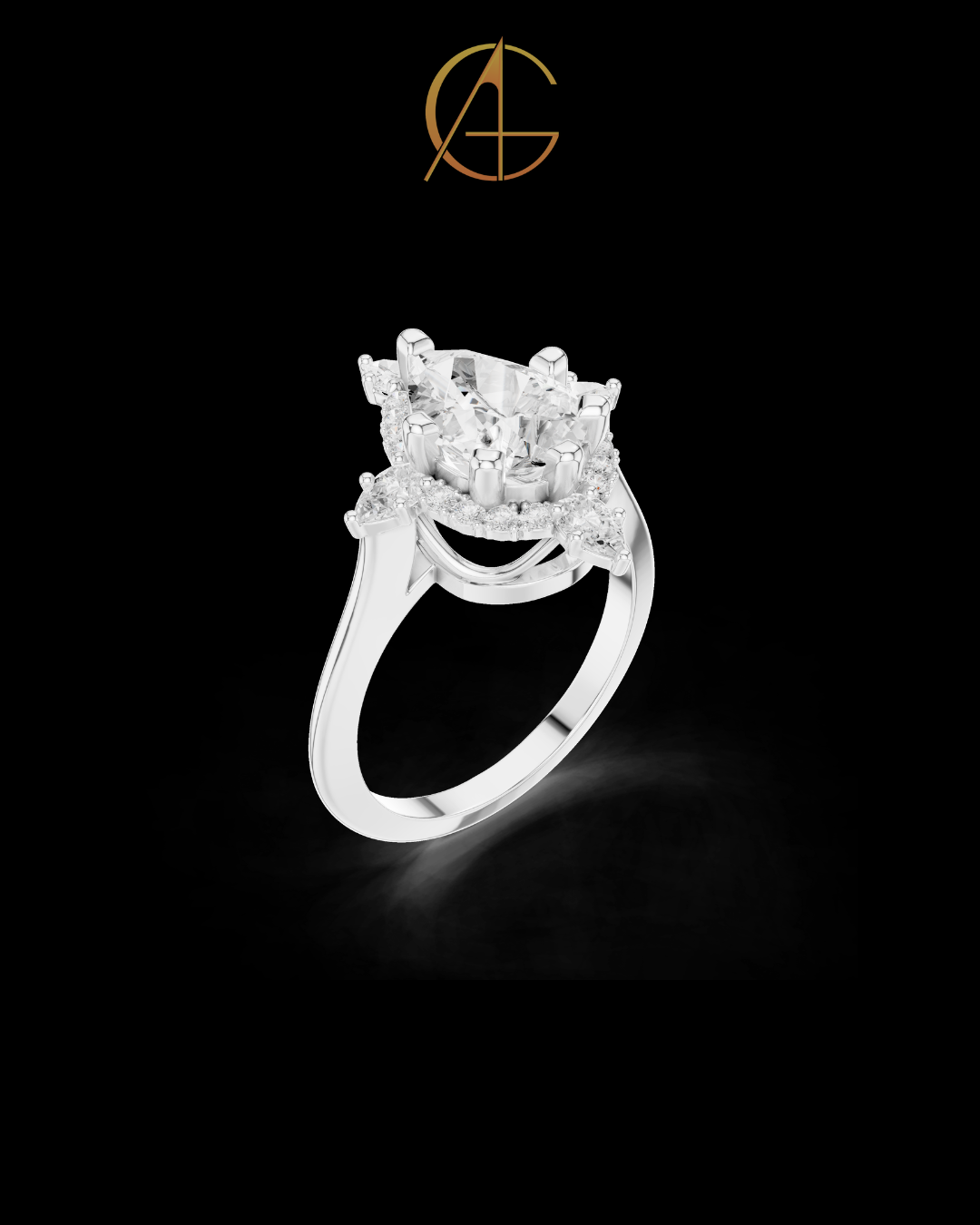 1.81 CT Celestial Prism Pear Cut Moissanite Diamond Ring Gold with Halo Accents For Stillness Love