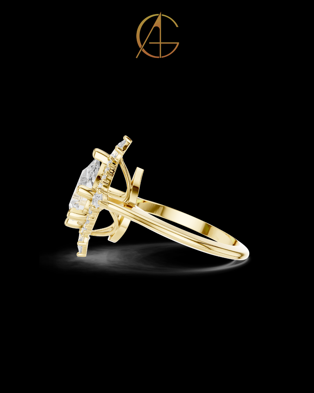 1.81 CT Celestial Prism Pear Cut Moissanite Diamond Ring Gold with Halo Accents For Stillness Love