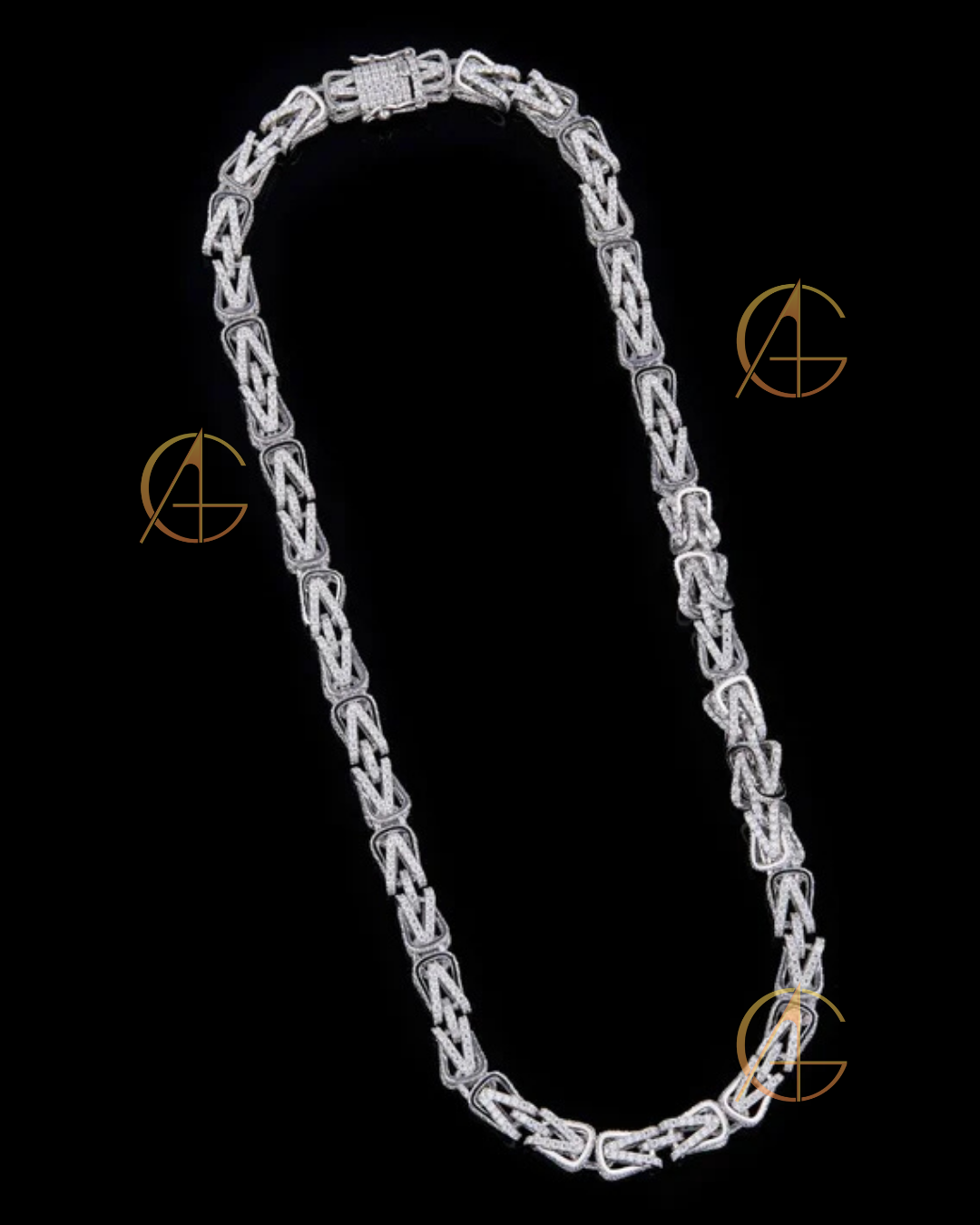 Heavy Silver Rope Chain For Men in Moissonite Diamond By Auren