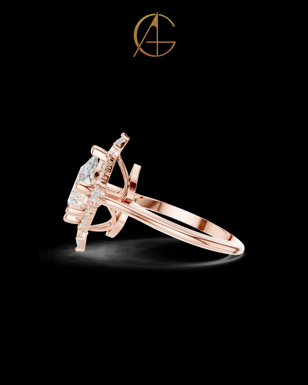 1.81 CT Celestial Prism Pear Cut Moissanite Diamond Ring Gold with Halo Accents For Stillness Love