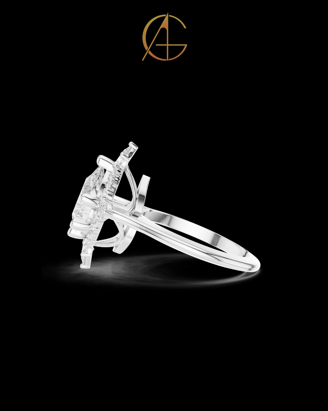 1.81 CT Celestial Prism Pear Cut Moissanite Diamond Ring Gold with Halo Accents For Stillness Love