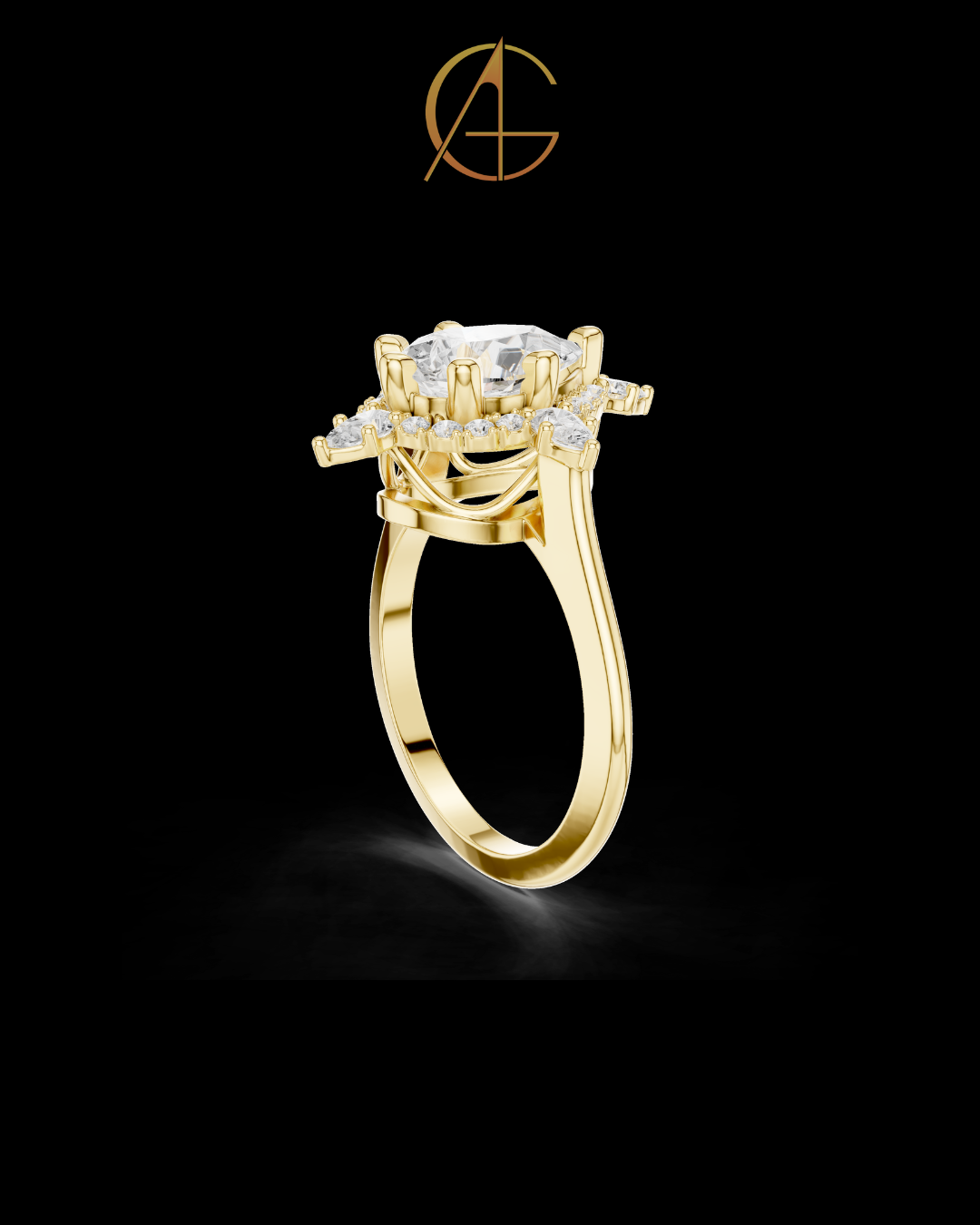 1.81 CT Celestial Prism Pear Cut Moissanite Diamond Ring Gold with Halo Accents For Stillness Love