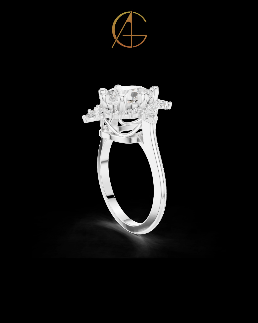 1.81 CT Celestial Prism Pear Cut Moissanite Diamond Ring Gold with Halo Accents For Stillness Love
