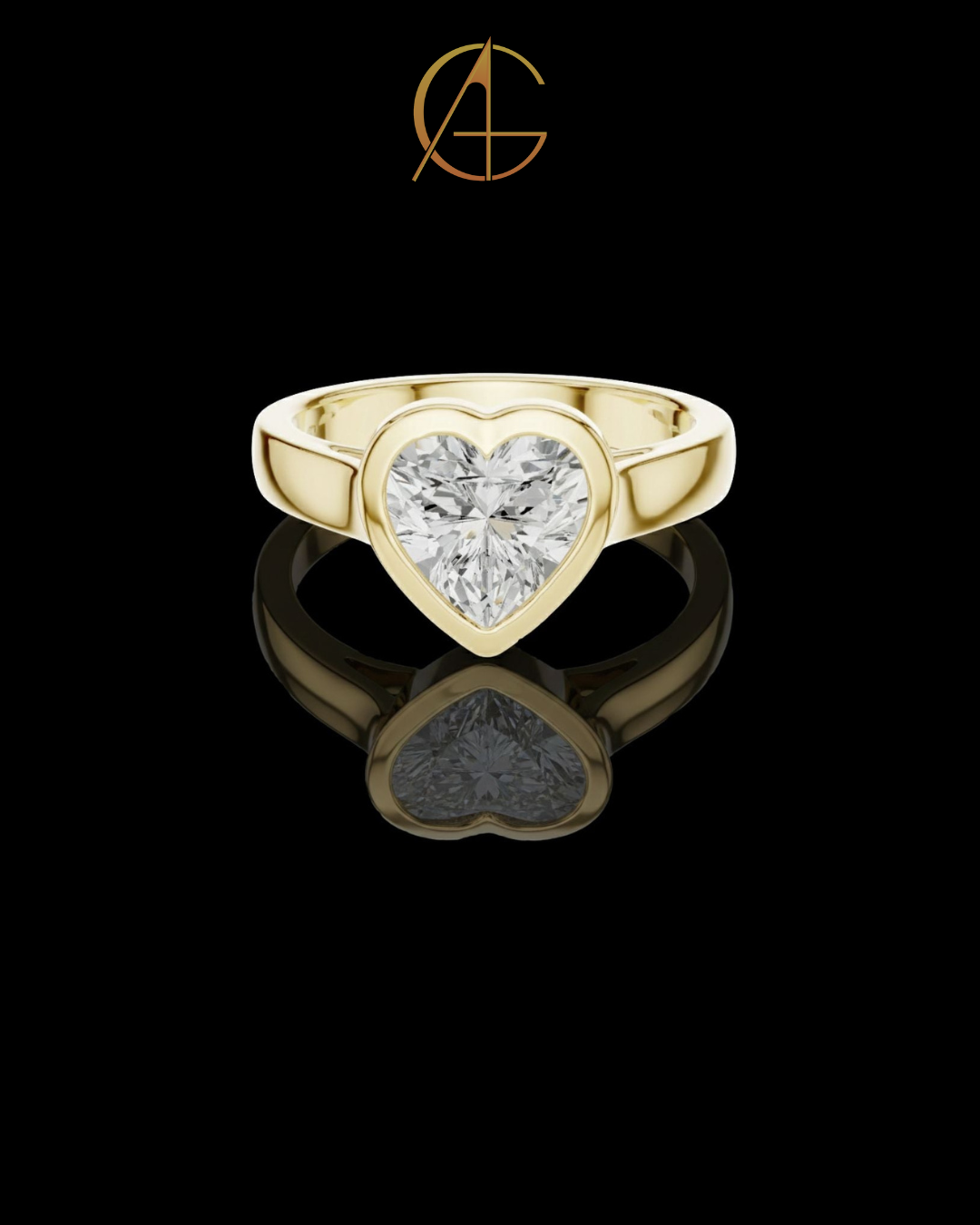 2.00 TCW Lovely Moissanite Heart Cut Bezel Set Love Diamond Ring For Beautiful