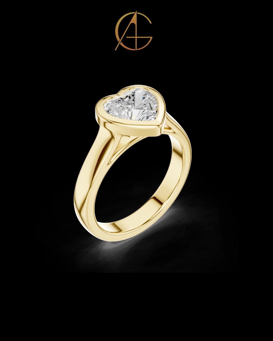 2.00 TCW Lovely Moissanite Heart Cut Bezel Set Love Diamond Ring For Beautiful
