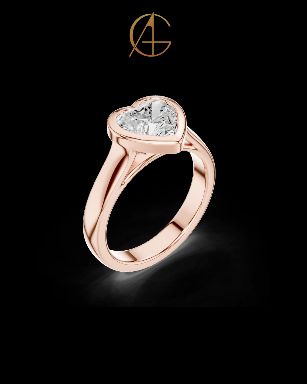 2.00 TCW Lovely Moissanite Heart Cut Bezel Set Love Diamond Ring For Beautiful