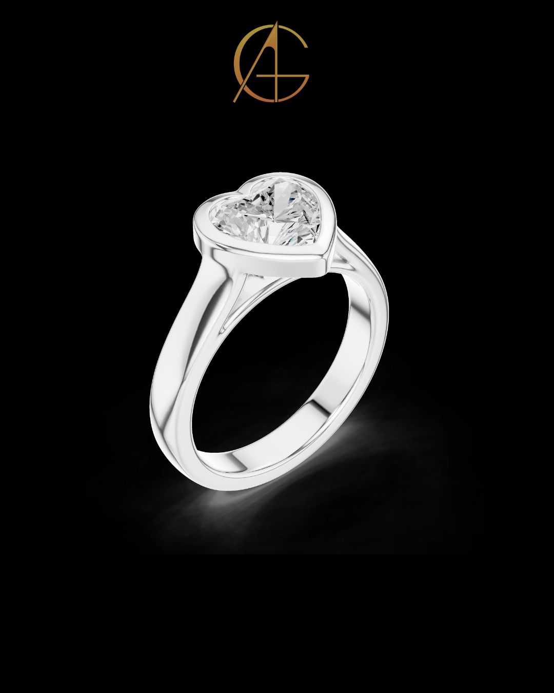 2.00 TCW Lovely Moissanite Heart Cut Bezel Set Love Diamond Ring For Beautiful