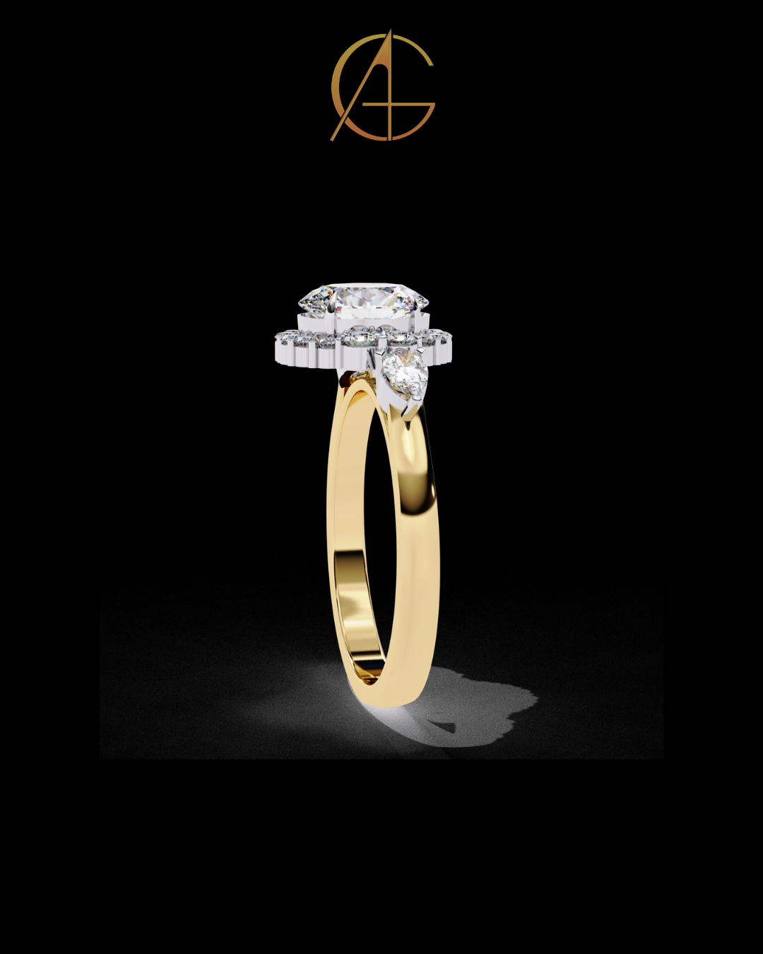1.08 CT Graceful Oval Cut Moissanite Diamond Halo Engagement Ring with Side Pear Stones Anniversary Gift