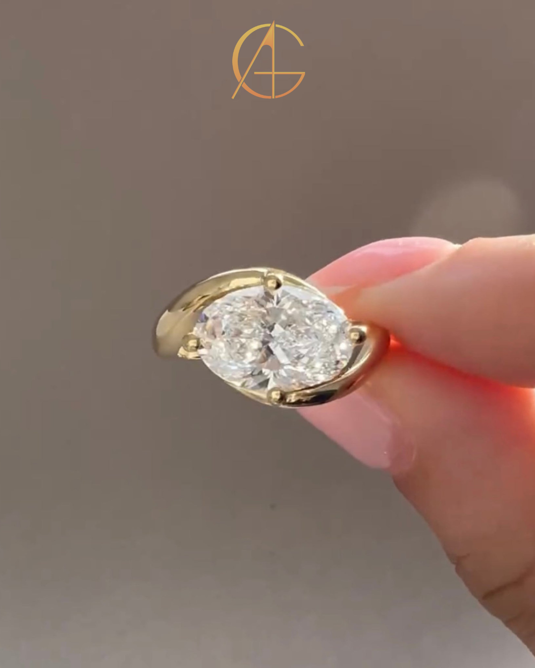 2.5 TCW Opulent Oval Moissanite Solitaire Ring with Sleek Bypass Gold Band and Minimalist High Polish Finish