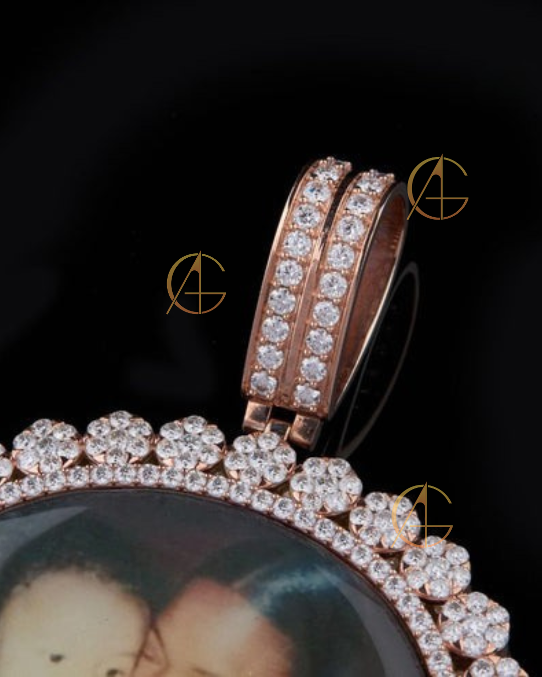 Mother Son Picture Pendent with Moissanite Diamond with Two Tone by Auren