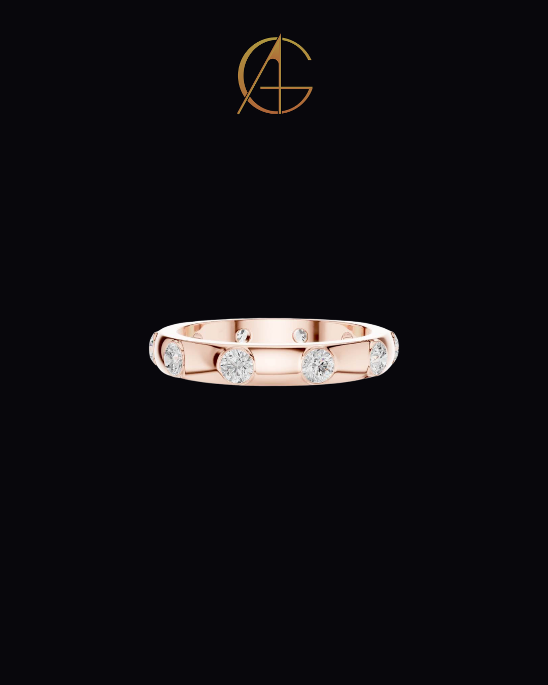0.80 TCW Minimalist Gold Bezel Set Moissanite Round Cut Diamond Eternity Band For Gift