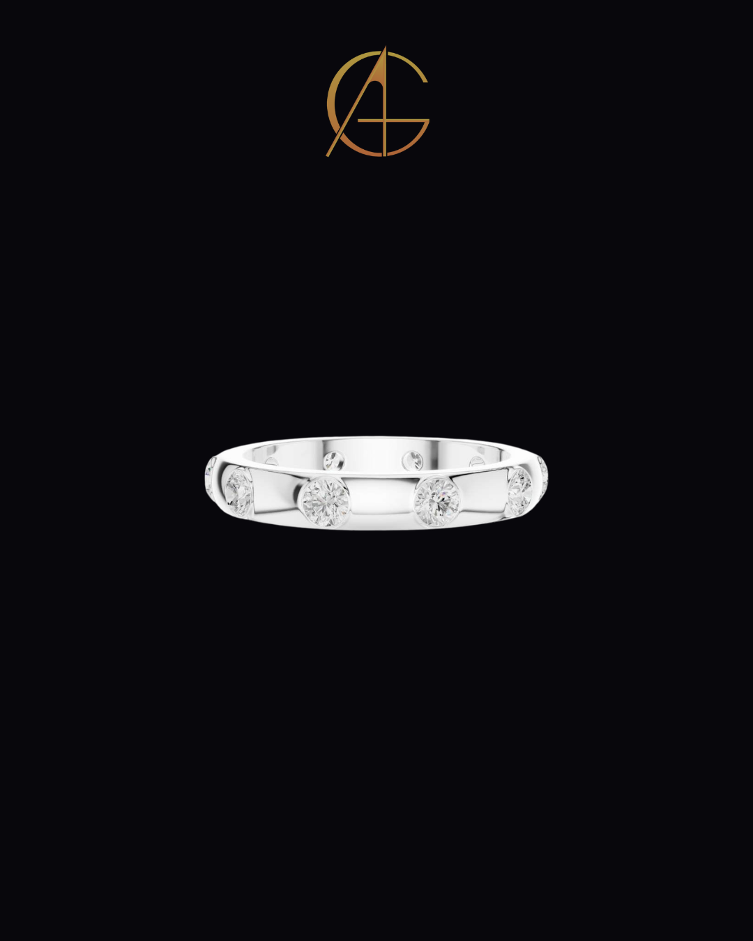 0.80 TCW Minimalist Gold Bezel Set Moissanite Round Cut Diamond Eternity Band For Gift