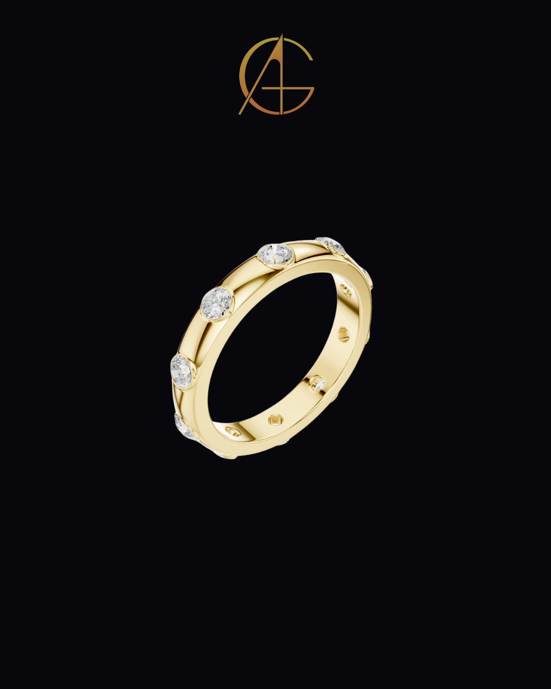 0.80 TCW Minimalist Gold Bezel Set Moissanite Round Cut Diamond Eternity Band For Gift