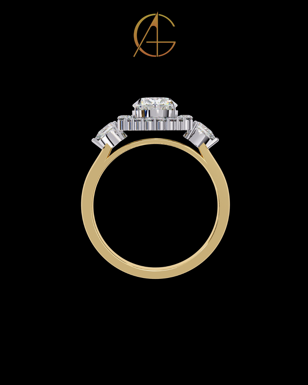 1.08 CT Graceful Oval Cut Moissanite Diamond Halo Engagement Ring with Side Pear Stones Anniversary Gift