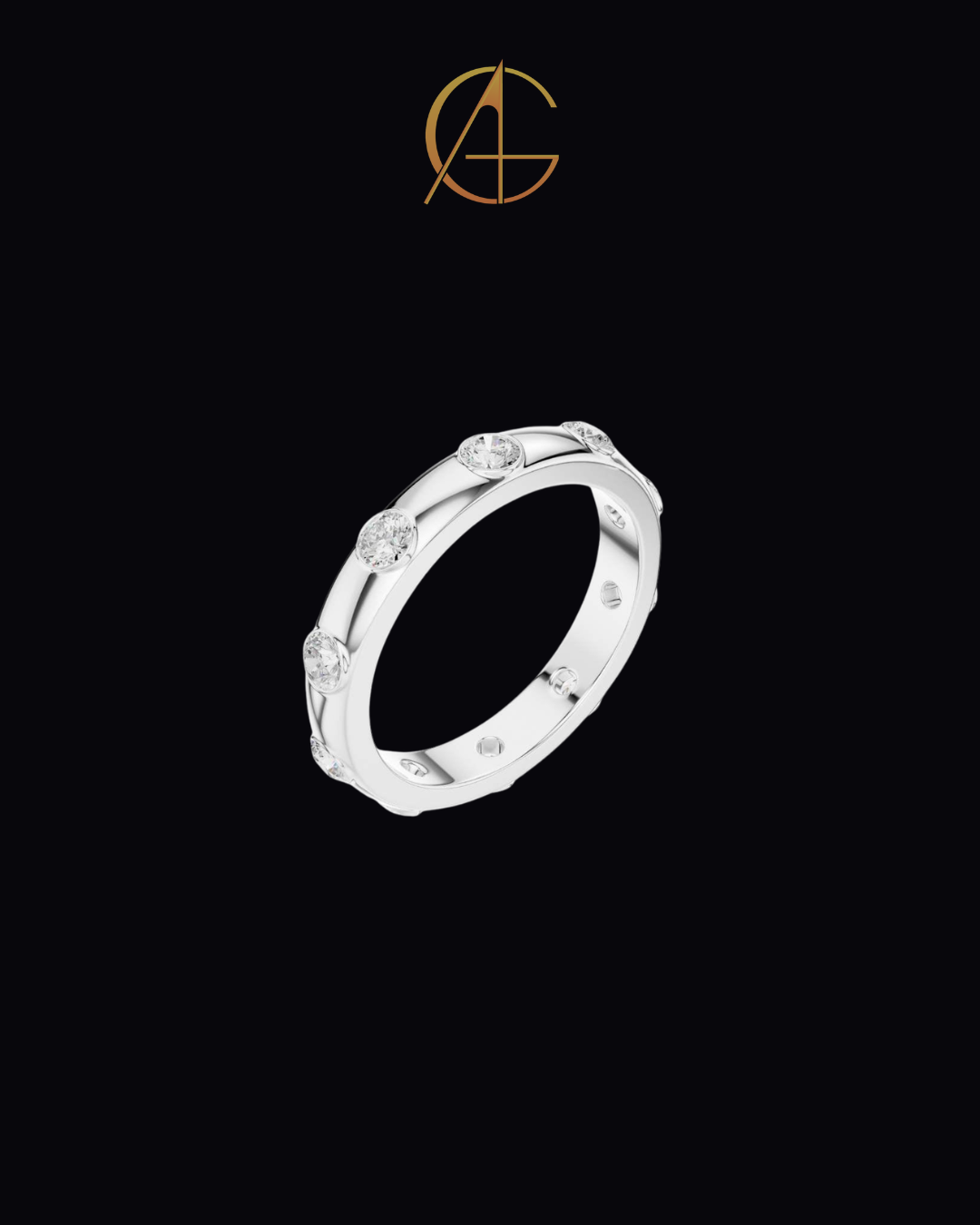 0.80 TCW Minimalist Gold Bezel Set Moissanite Round Cut Diamond Eternity Band For Gift