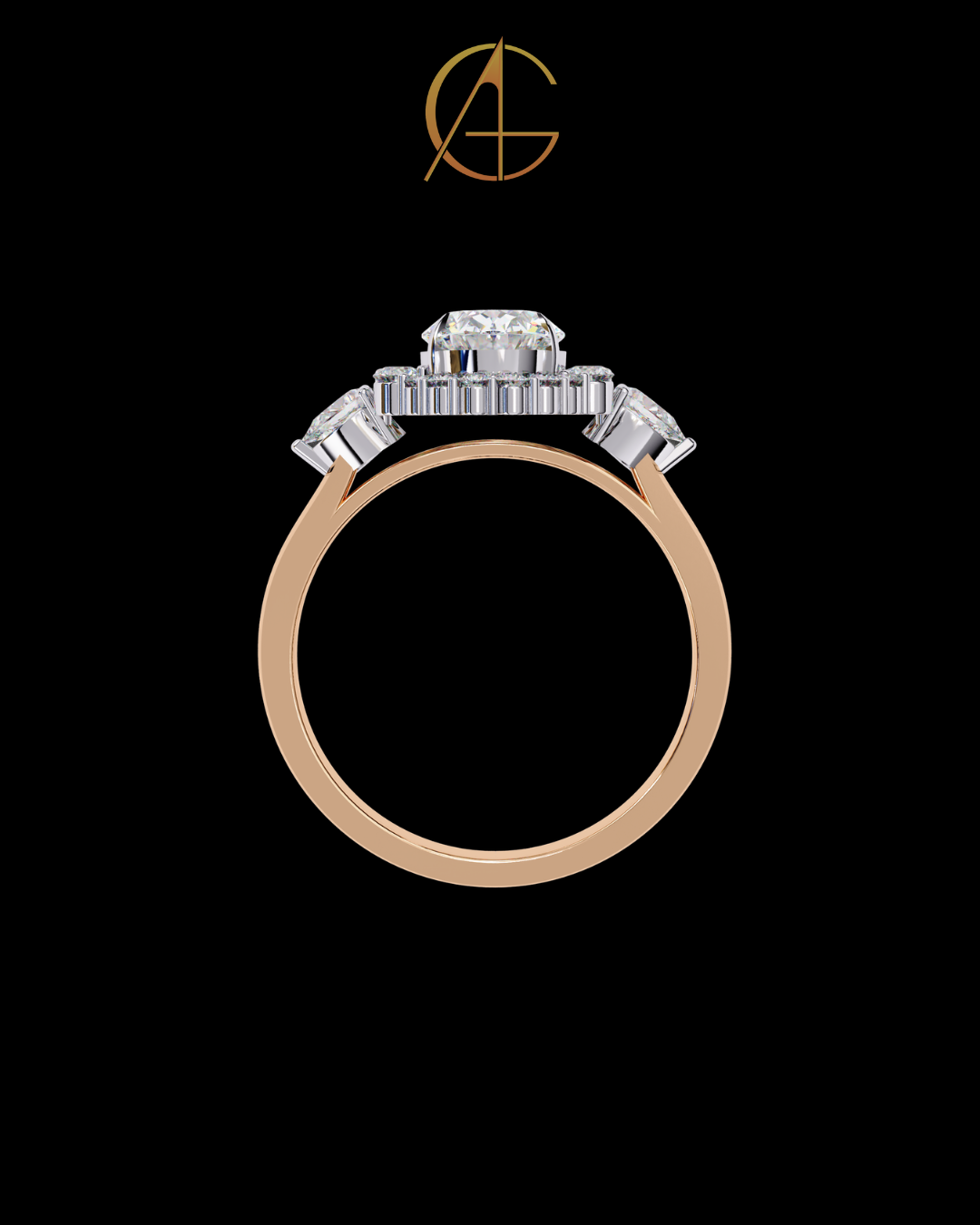 1.08 CT Graceful Oval Cut Moissanite Diamond Halo Engagement Ring with Side Pear Stones Anniversary Gift
