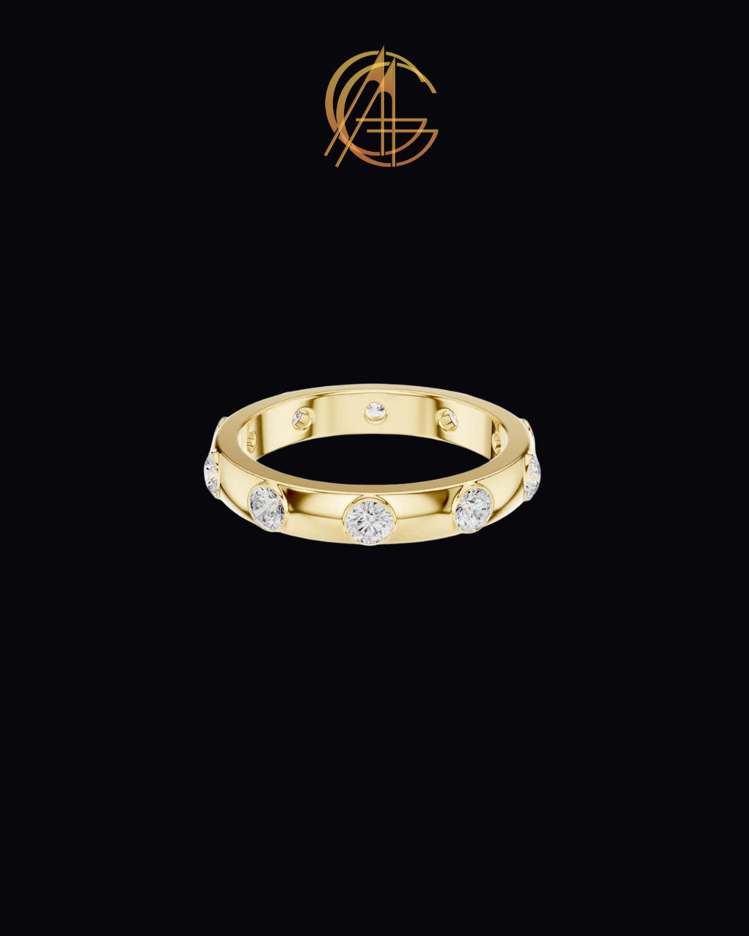 0.80 TCW Minimalist Gold Bezel Set Moissanite Round Cut Diamond Eternity Band For Gift