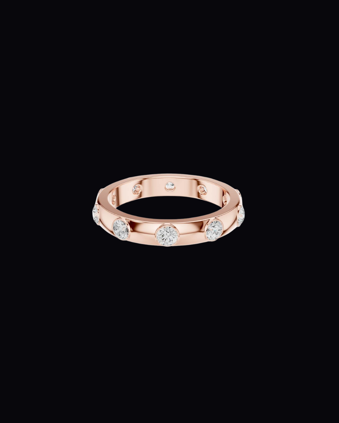 0.80 TCW Minimalist Gold Bezel Set Moissanite Round Cut Diamond Eternity Band For Gift